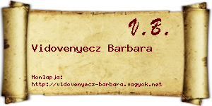 Vidovenyecz Barbara névjegykártya